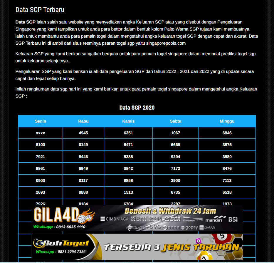 Situs Data Pengeluaran Singapore